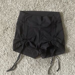 lululemon athletica Black High-Rise Drawstring Ruched Workout Shorts